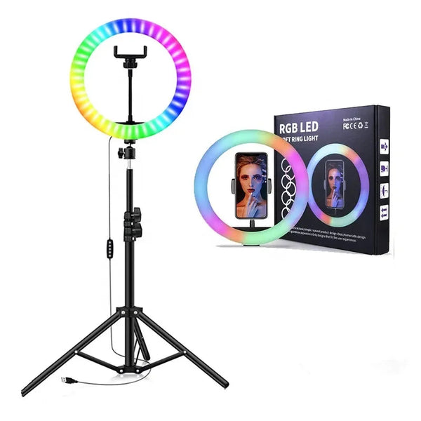 CASO | 26cm RGB LED Ring Light with Tripod Stand and Phone Holder